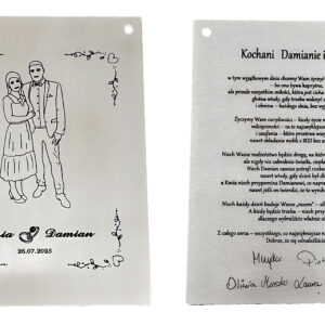 Personalizowana tabliczka, stal nierdzewna, ze zdjęcia – grawer dwustronny.