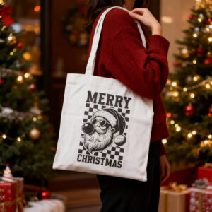 Duża torba bawełniana, świąteczna.
